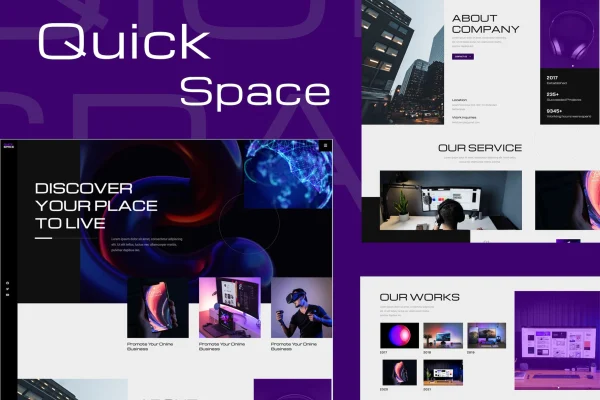 QuickSpace creative business Elementor template kit preview