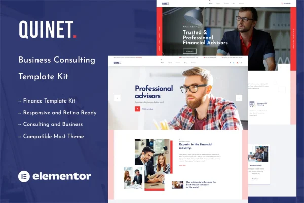 Quinet business consulting Elementor template kit preview