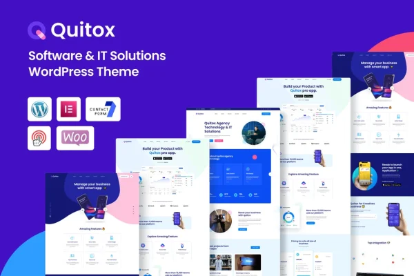 Quitox software and IT solutions WordPress theme preview