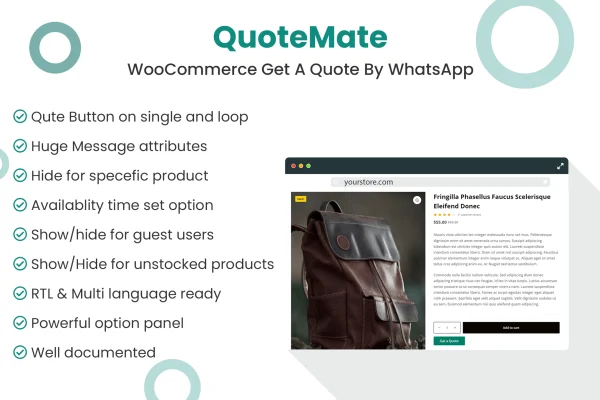 QuoteMate WooCommerce Get A Quote By WhatsApp plugin banner
