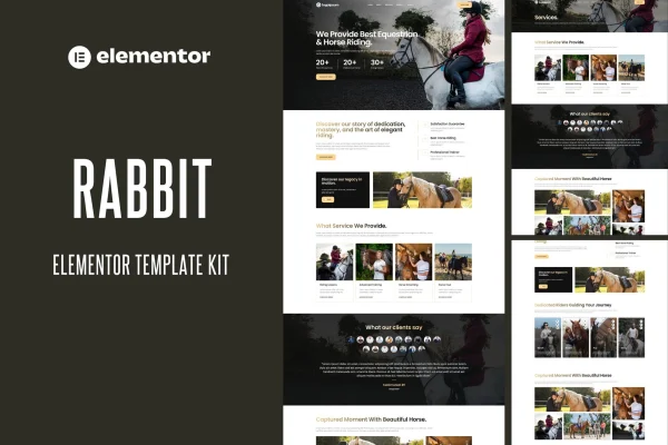 Rabbit equestrian and horse riding club Elementor template kit preview