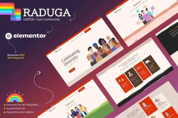 Raduga LGBTQI+ care community Elementor template kit preview