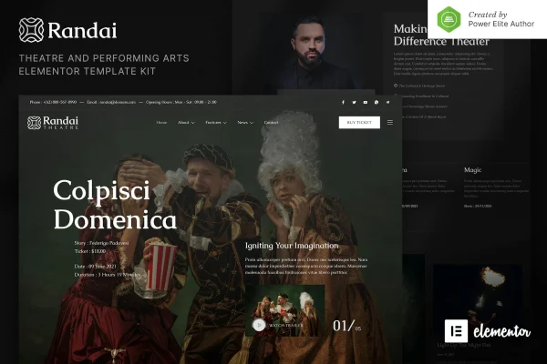 Randai theater and performing arts Elementor template kit preview