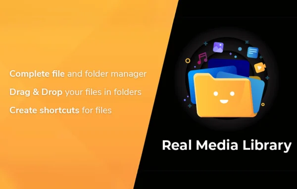 Real Media Library plugin banner showing media folders in WordPress