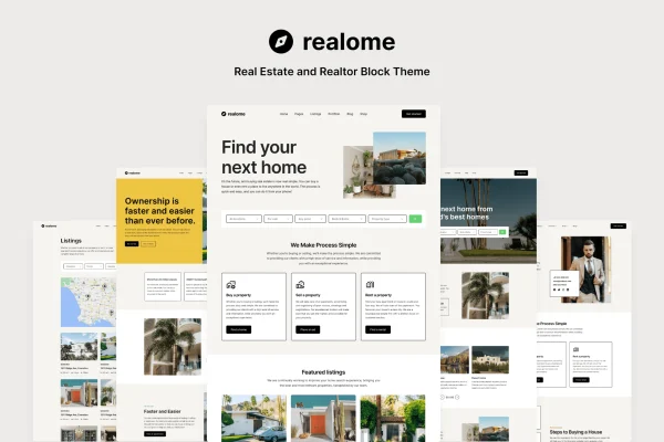 Realome real estate WordPress block theme preview