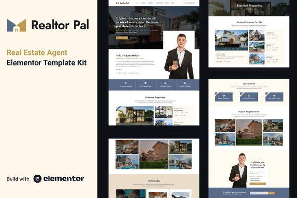 Realtor Pal real estate agent Elementor Pro template kit preview