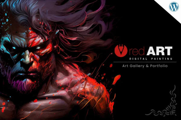 Red Art artist portfolio WordPress theme preview