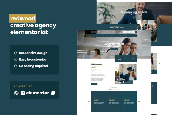 Redwood creative agency Elementor Pro template kit cover image