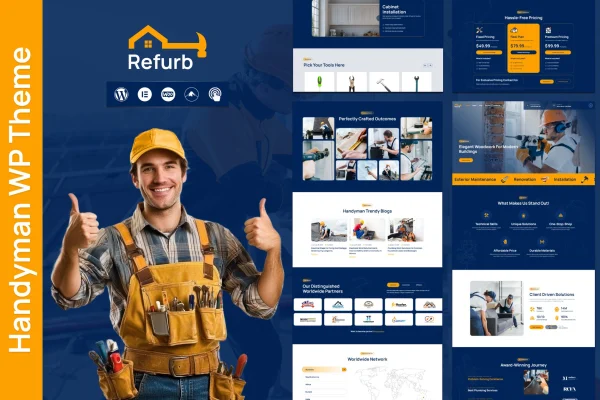 Refurb plumber and handyman WordPress theme preview