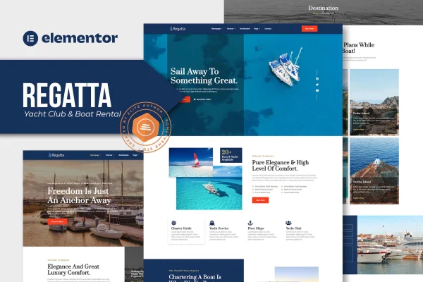 Regatta yacht club and boat rental Elementor template kit preview