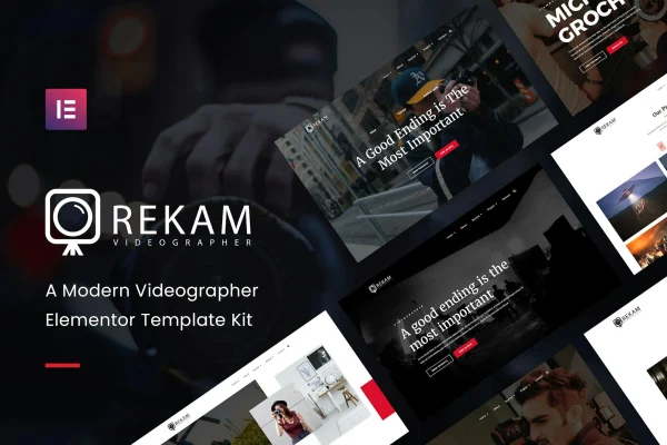 Rekam Kit videographer Elementor template kit page previews