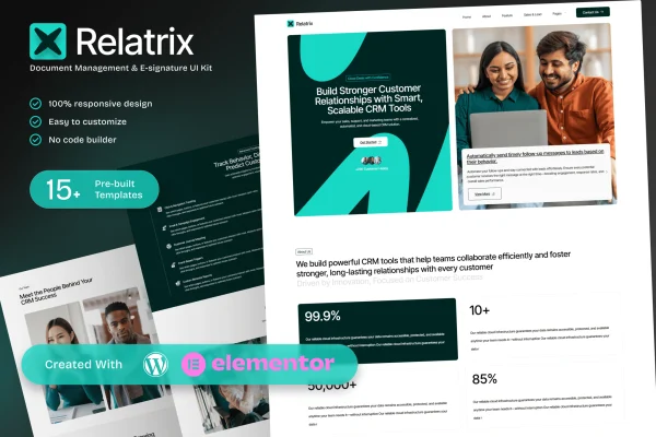 Relatrix CRM SaaS platform Elementor template kit preview