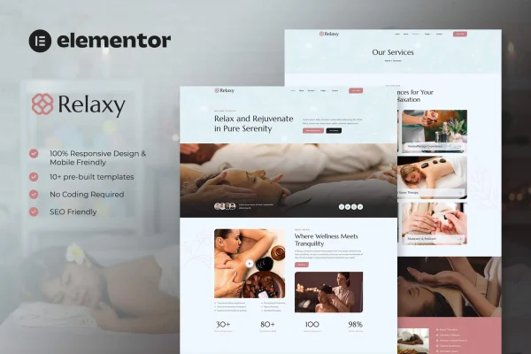 Relaxy spa and wellness Elementor template kit preview
