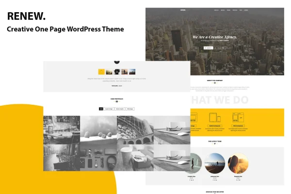 RENEW creative one page WordPress theme preview