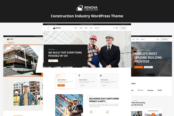 Renova construction industry WordPress theme preview