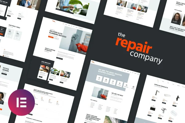 Renovirta plumbing and repair Elementor template kit cover image