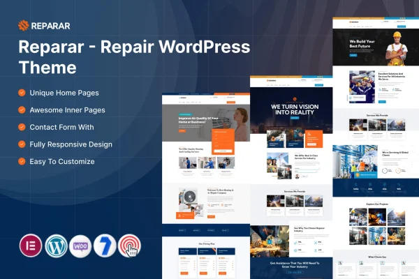 Reparar repair service WordPress theme preview