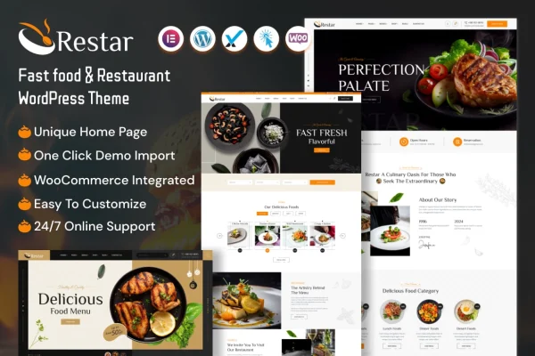 Restar fast food and restaurant WordPress theme preview