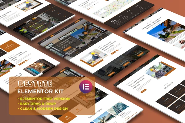 Restate construction builder Elementor template kit cover image