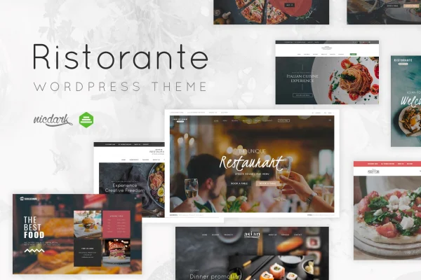 Restaurant WordPress Theme by nicdark cover image with restaurant website layouts
