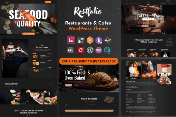 Restfolio restaurant and cafe WordPress theme preview