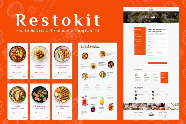 Restokit food and restaurant Elementor template kit preview