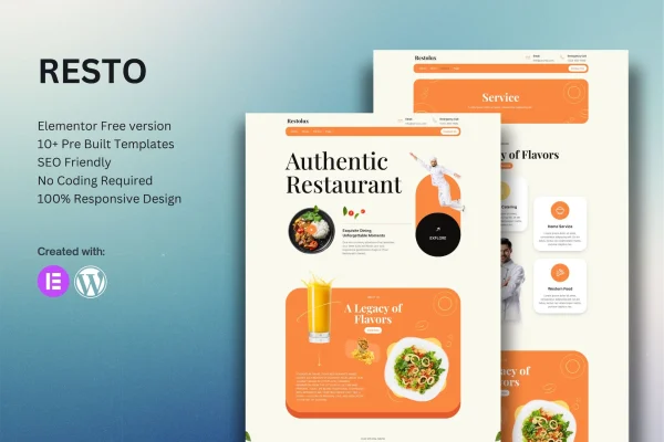 Restolux restaurant Elementor template kit cover image