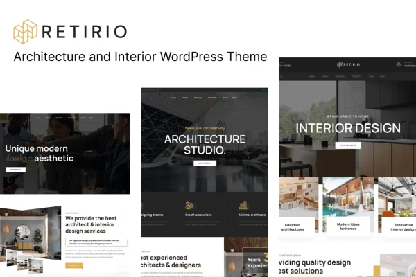 Retirio architecture and interior design WordPress theme preview