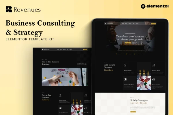 Revenues business consulting Elementor template kit preview