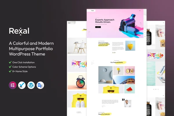 Rexal colorful portfolio WordPress theme preview