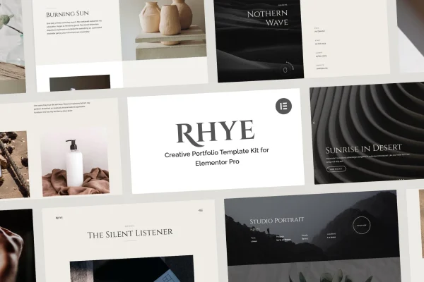 Rhye creative portfolio Elementor template kit cover image