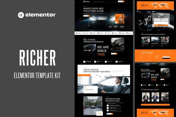 Richer luxury car Elementor template kit preview