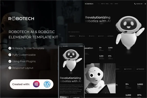 Robotech AI and robotics Elementor template kit preview