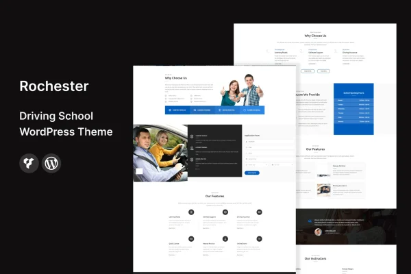 Rochester driving school WordPress theme preview