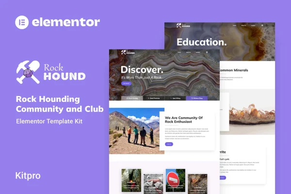 Rockhound rock hounding community club Elementor template kit preview