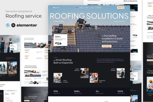 Rofgard roofing services Elementor template kit cover image