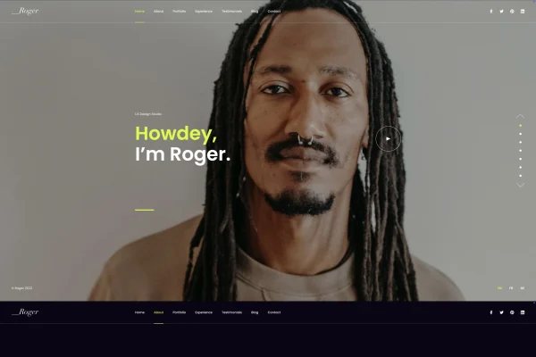 Roger Day personal CV and resume WordPress theme preview