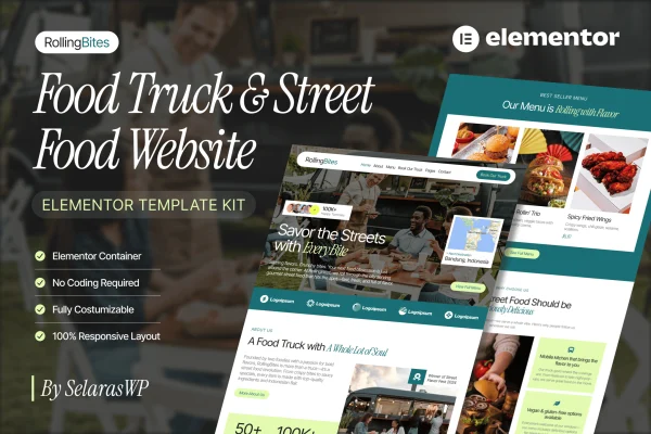RollingBites food truck and street food Elementor template kit preview