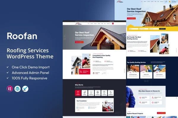 Roofan roofing services WordPress theme preview
