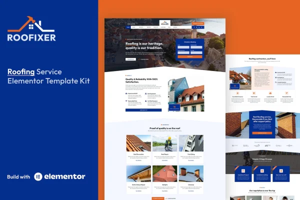 Roofixer roofing service Elementor Pro template kit preview