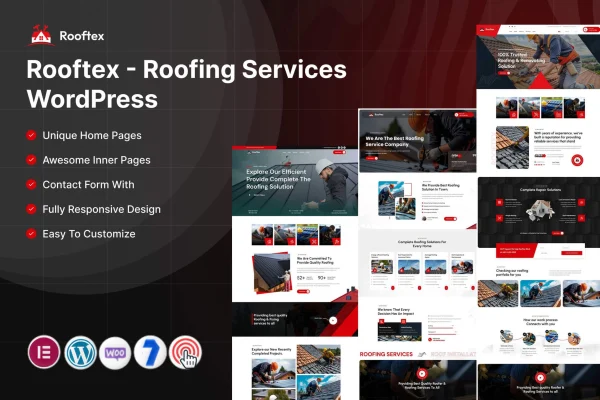 Rooftex roofing services WordPress theme preview