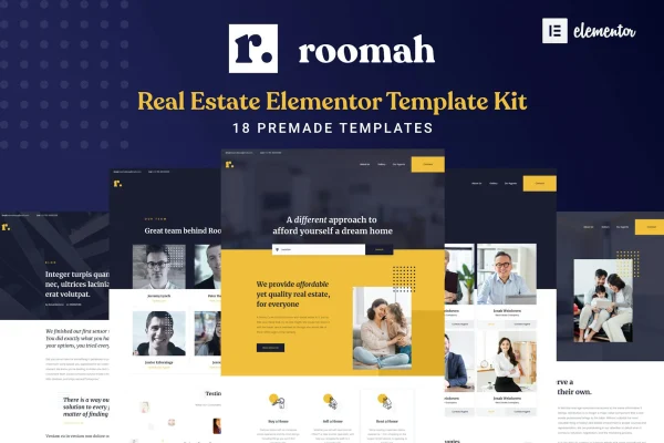 Roomah real estate agent Elementor template kit preview