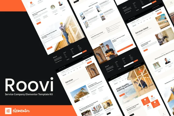 Roovi home improvement Elementor template kit preview