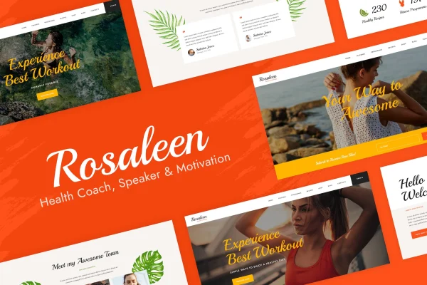 Rosaleen health coach and motivational speaker Elementor template kit preview