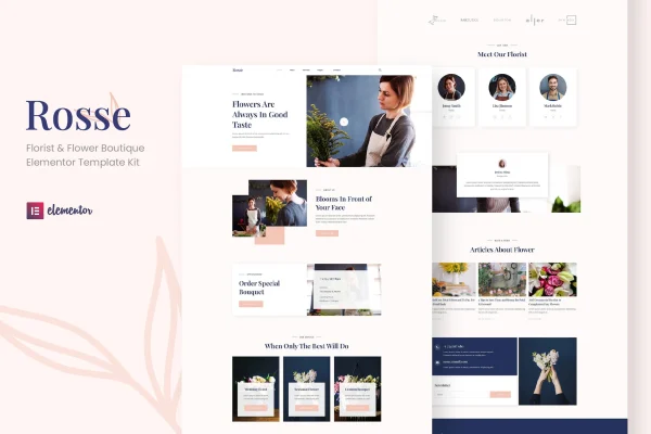 Rosse florist and flower boutique Elementor template kit preview
