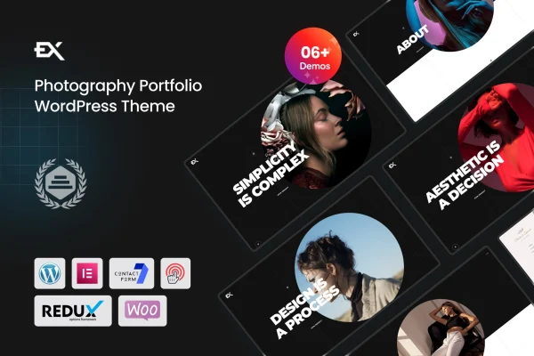 Roundex photography portfolio WordPress theme cover image