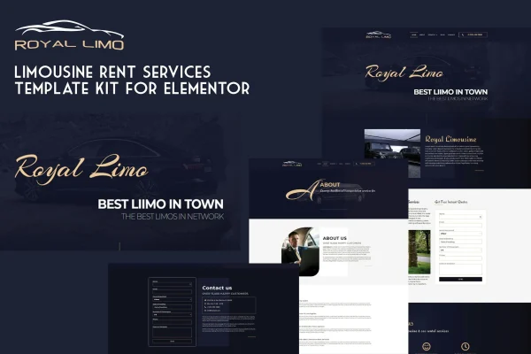 Royal Limo limousine rental Elementor template kit cover image