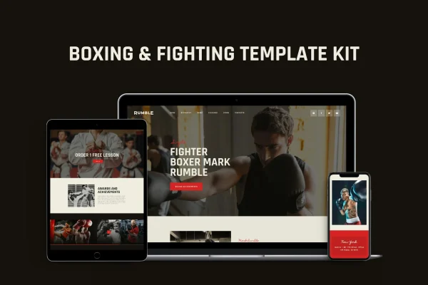 Rumble boxing, MMA and fighting Elementor template kit cover image