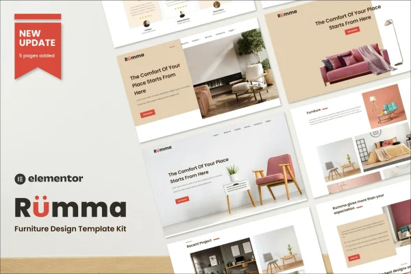 Rumma furniture and interior Elementor template kit cover image