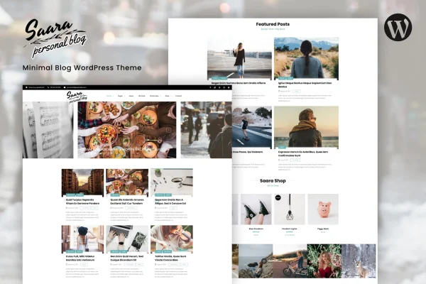 Saara minimal blog WordPress theme preview with clean post layout